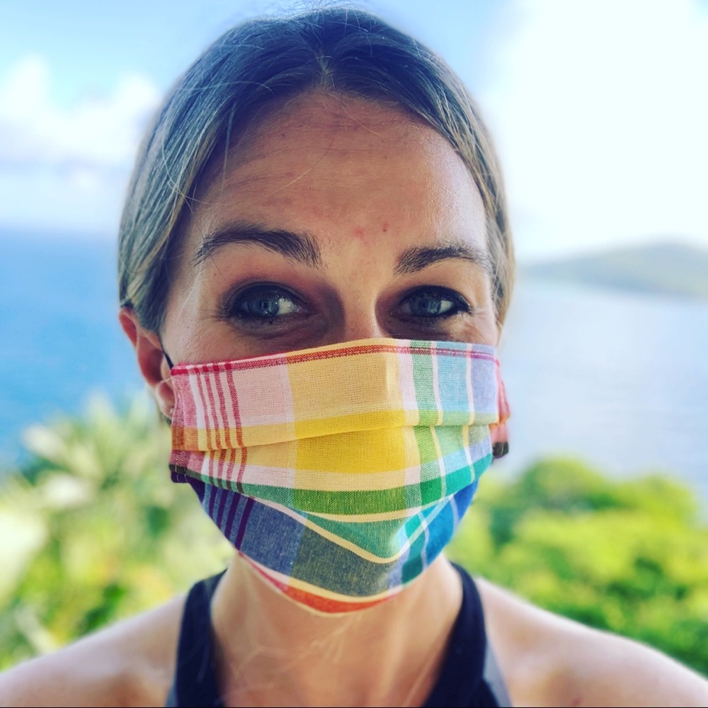 Handmade C. Payne Designs USVI Madras Mask